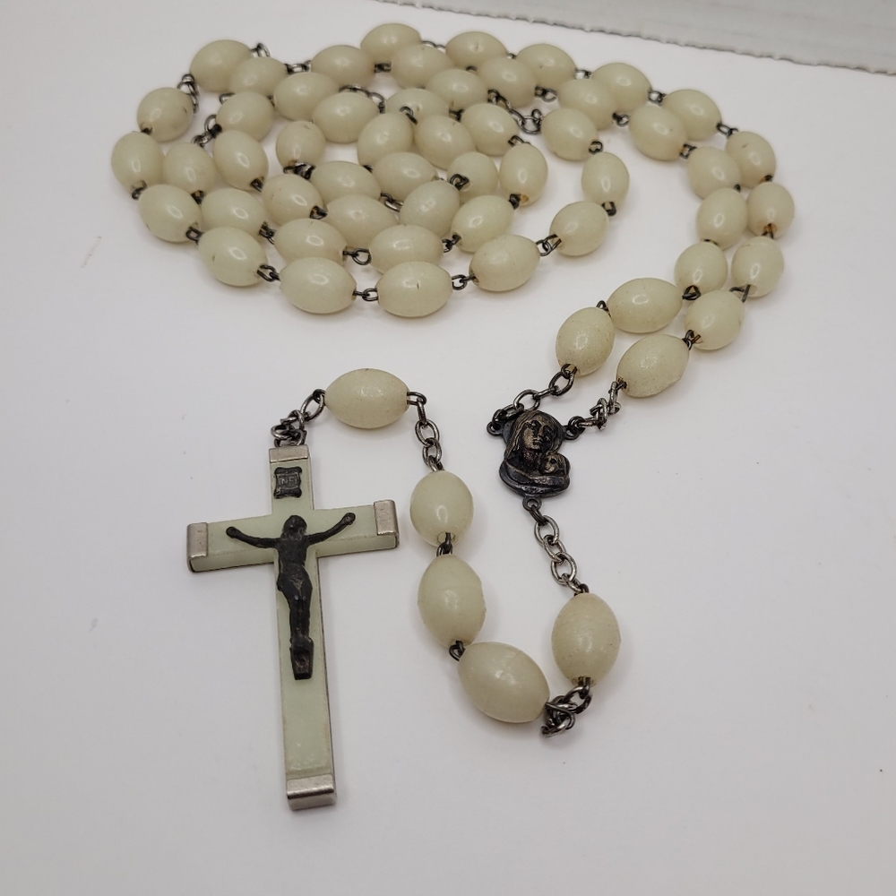 Elegant Glow in the Dark Vintage Rosary Beads